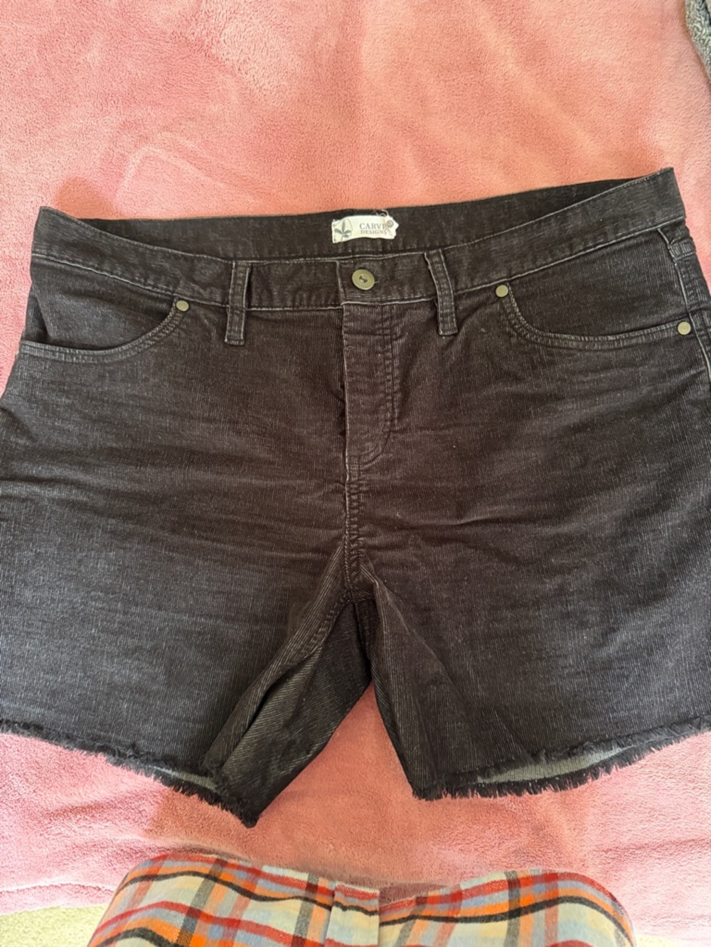 Carve Designs Black Corduroy Shorts with Raw Hem